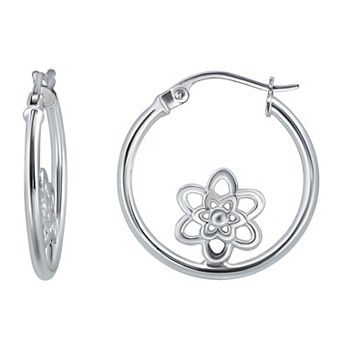Aleure Precioso Sterling Silver Celestial Sign Center Hoop Earrings