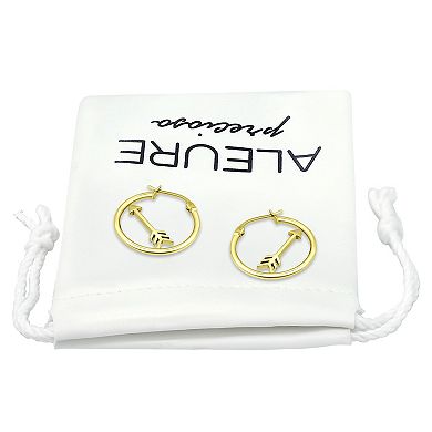 Aleure Precioso Sterling Silver Arrow Center Hoop Earrings