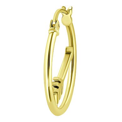 Aleure Precioso Sterling Silver Arrow Center Hoop Earrings