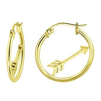 Aleure Precioso Sterling Silver Arrow Center Hoop Earrings