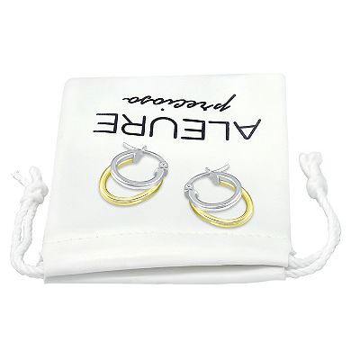 Aleure Precioso Sterling Silver Double Oval Hoop Earrings
