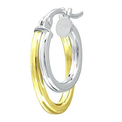 Aleure Precioso Sterling Silver Double Oval Hoop Earrings