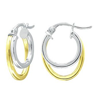 Aleure Precioso Sterling Silver Double Oval Hoop Earrings