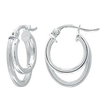 Aleure Precioso Sterling Silver Double Oval Hoop Earrings