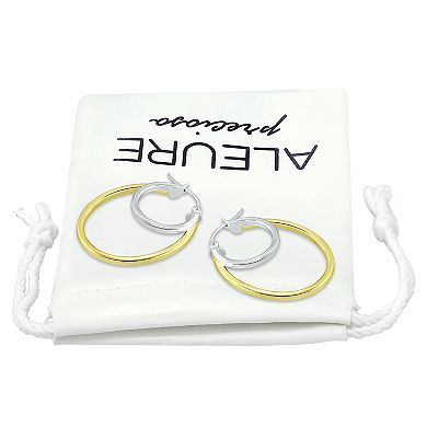 Aleure Precioso Sterling Silver Double Oval Hoop Earrings