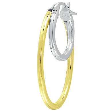 Aleure Precioso Sterling Silver Double Oval Hoop Earrings