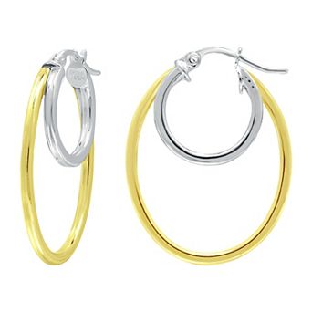 Aleure Precioso Sterling Silver Double Oval Hoop Earrings