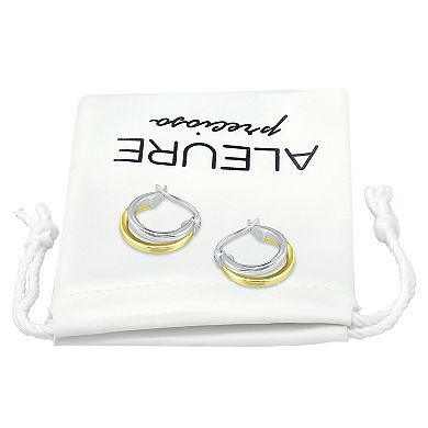 Aleure Precioso Sterling Silver Double Round Hoop Earrings