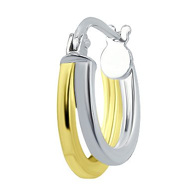 Aleure Precioso Sterling Silver Double Round Hoop Earrings