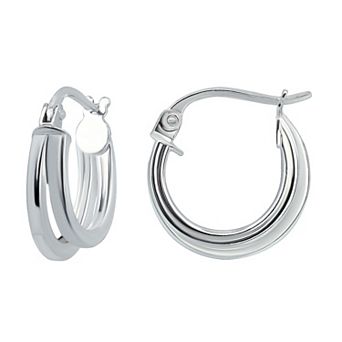 Aleure Precioso Sterling Silver Double Round Hoop Earrings