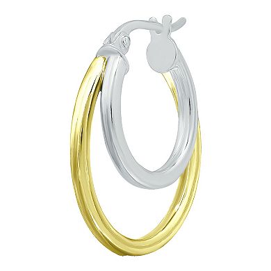 Aleure Precioso Sterling Silver Double Round Hoop Earrings