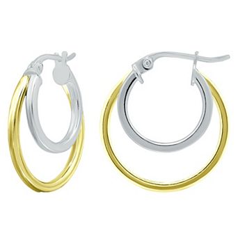 Aleure Precioso Sterling Silver Double Round Hoop Earrings