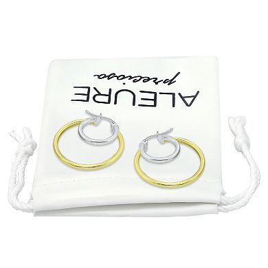 Aleure Precioso Sterling Silver Double Round Hoop Earrings