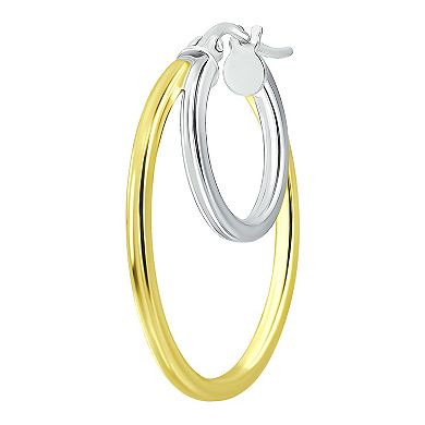 Aleure Precioso Sterling Silver Double Round Hoop Earrings