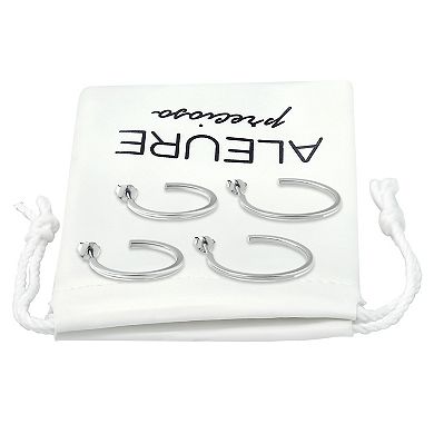 Aleure Precioso Sterling Silver Hoop 2-piece Earring Set