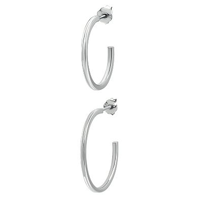Aleure Precioso Sterling Silver Hoop 2-piece Earring Set
