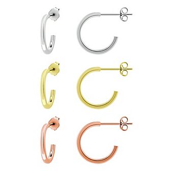 Aleure Precioso Three Tone Hoop Earring Set