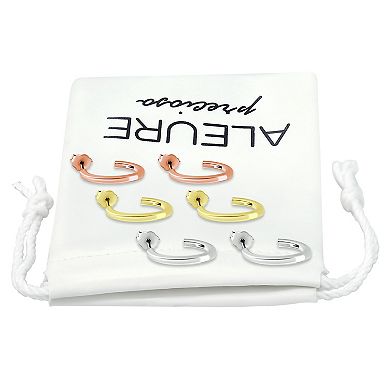 Aleure Precioso Three Tone Hoop Earring Set