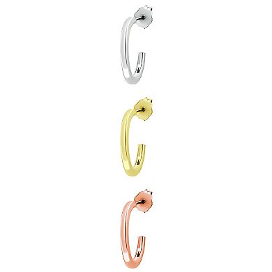 Aleure Precioso Three Tone Hoop Earring Set