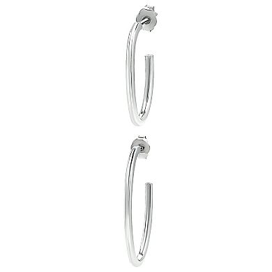 Aleure Precioso Sterling Silver 2-Pair Oval Hoop Earring Set