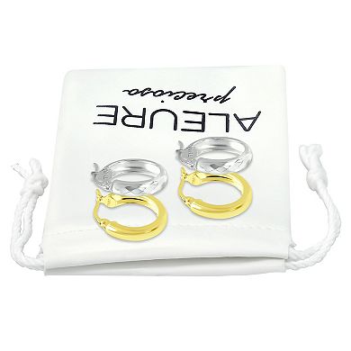 Aleure Precioso Two Tone 2-Pair Hoop Earring Set