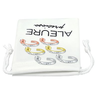 Aleure Precioso Three Tone Hoop Earring Set