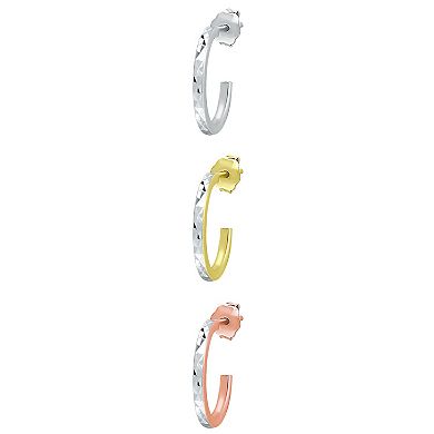Aleure Precioso Three Tone Hoop Earring Set