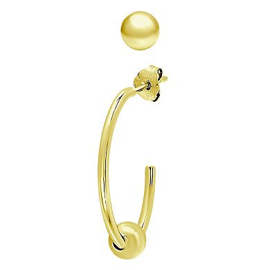 Aleure Precioso Bead Stud & Beaded Hoop Earring Set