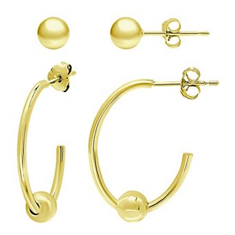 Aleure Precioso Bead Stud & Beaded Hoop Earring Set