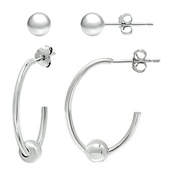 Aleure Precioso Bead Stud & Beaded Hoop Earring Set