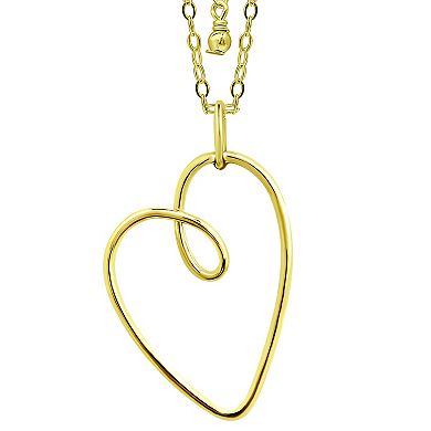 Aleure Precioso Thin Drawn Off Center Heart Pendant Necklace