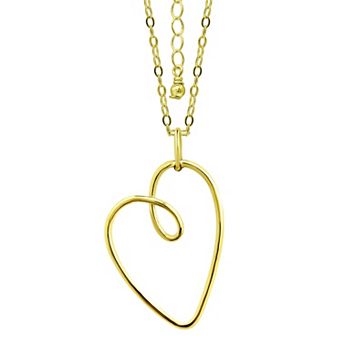 Aleure Precioso Thin Drawn Off Center Heart Pendant Necklace