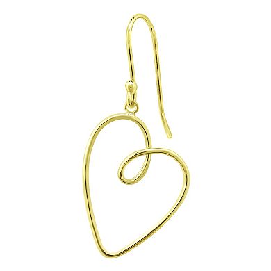 Aleure Precioso Thin Drawn Off Center Heart Drop Fishhook Earrings
