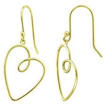 Aleure Precioso Thin Drawn Off Center Heart Drop Fishhook Earrings