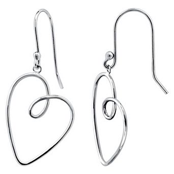 Aleure Precioso Thin Drawn Off Center Heart Drop Fishhook Earrings