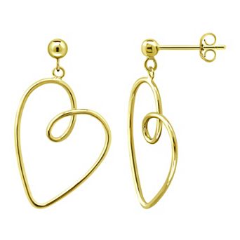 Aleure Precioso Thin Drawn Off Center Heart Drop Earrings