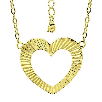 Aleure Precioso Textured Open Heart Pendant Necklace