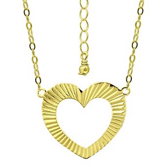 Aleure Precioso Textured Open Heart Pendant Necklace