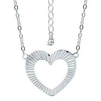 Aleure Precioso Textured Open Heart Pendant Necklace