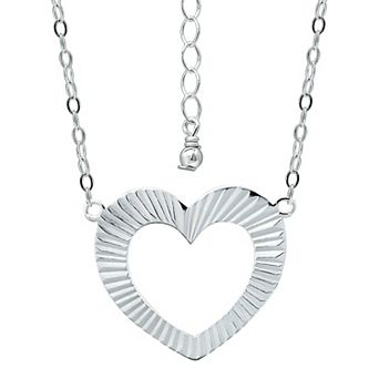 Aleure Precioso Textured Open Heart Pendant Necklace