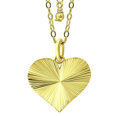 Aleure Precioso Textured Heart Pendant Necklace