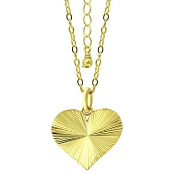 Aleure Precioso Textured Heart Pendant Necklace