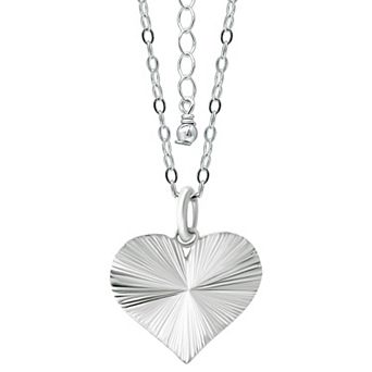 Aleure Precioso Textured Heart Pendant Necklace