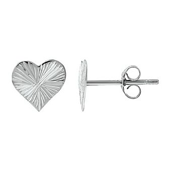 Aleure Precioso Textured Heart Post Stud Earrings