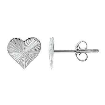 Aleure Precioso Textured Heart Post Stud Earrings