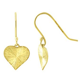 Aleure Precioso Textured Heart Drop Fishhook Earrings