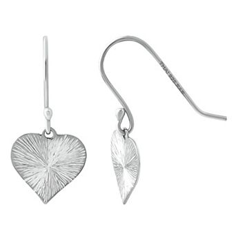 Aleure Precioso Textured Heart Drop Fishhook Earrings