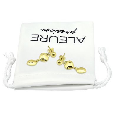 Aleure Precioso Double Puffy Heart Drop Earrings