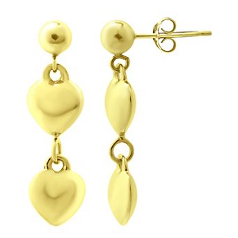 Aleure Precioso Double Puffy Heart Drop Earrings