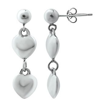 Aleure Precioso Double Puffy Heart Drop Earrings